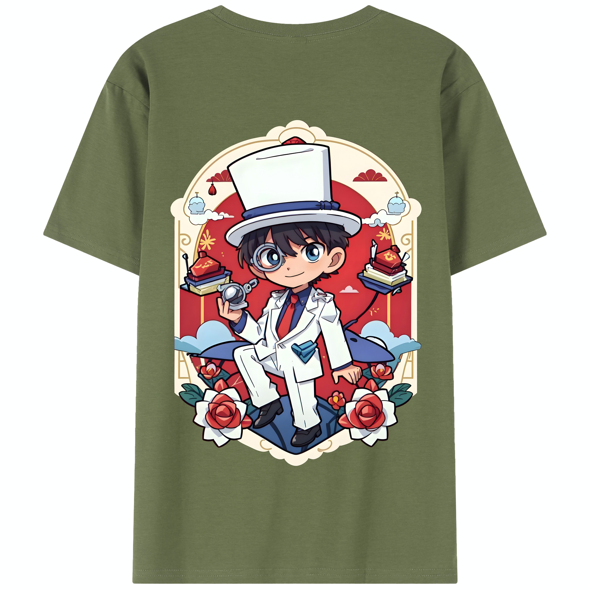 （画像用） 名探偵コナン くろば かいと Detective Conan Kuroba Kaito 綿100％半袖Tシャツ（背面プリント）